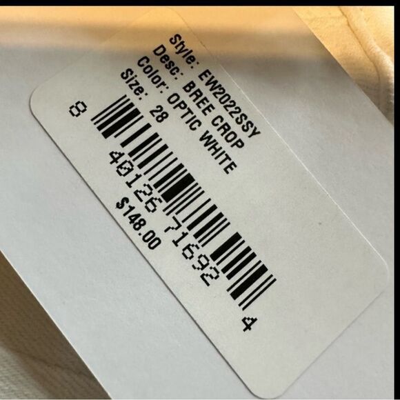 NWT EDWIN Women’s Bree Mid Rise Crop Straight Leg Ivory Jeans - Size 28 - Picture 4 of 15